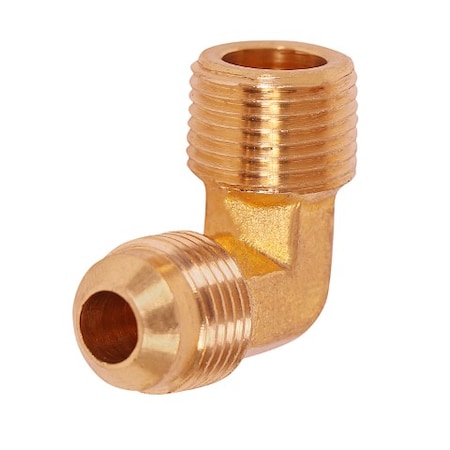 1/4 Flare X MIP 90° Elbow Pipe Fitting; Brass